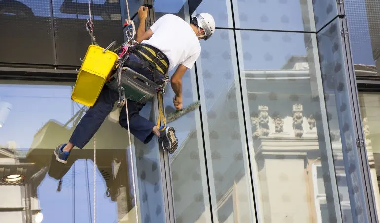High-rise building window cleaning services in Melbourne and Perth by Dan's Cleaning, ensuring thorough and expert care for pristine results.